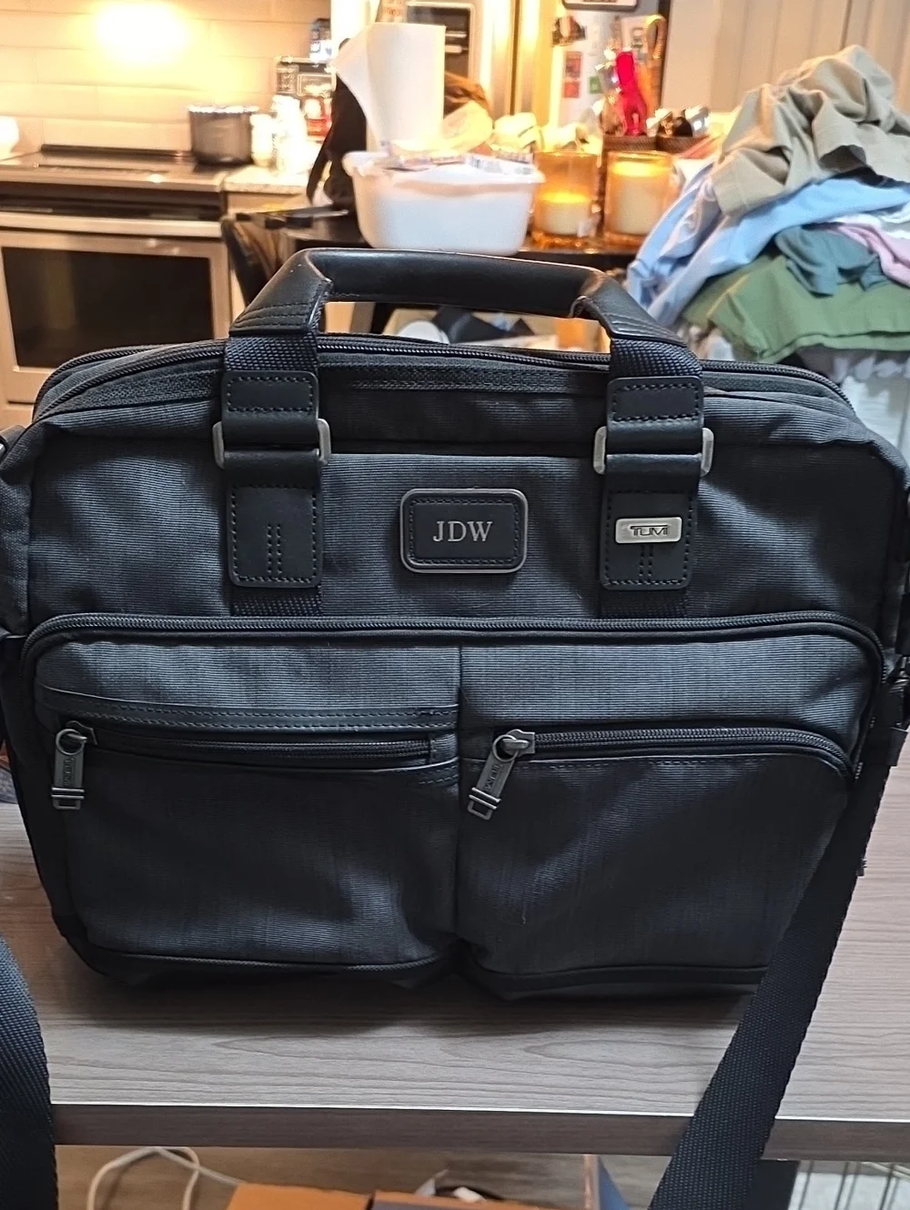 Tumi Black Men's Briefcase with JDW Leather Badge